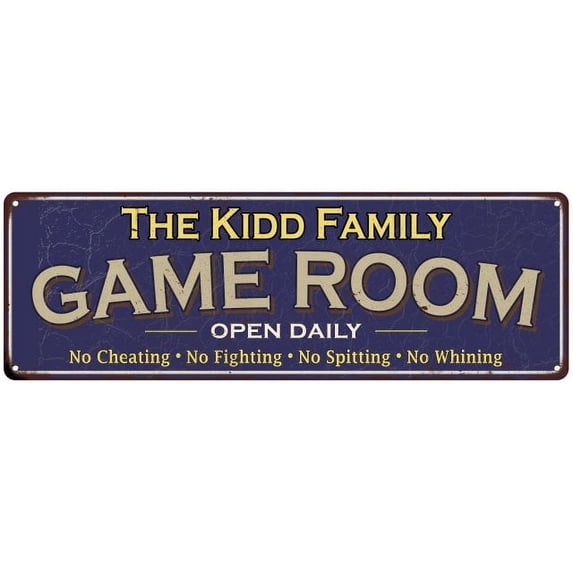 The Kidd Family Gift Blue Game Room Metal 6x18 Sign 206180037150