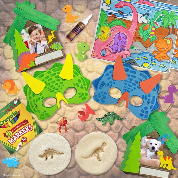 The Kids Craft, The Land of Lucky Saurus, Dinosaur DIY Crafts Box for Kids (4 Crafts), Ages: 3 to 9 Years old
