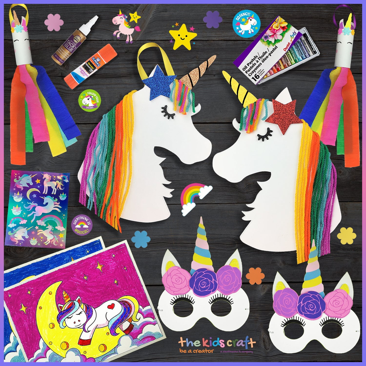 The Kids Craft, The Magical Unicorn DIY Crafts Box for Kids (4 Crafts), Ages: 3 to 9 Years old