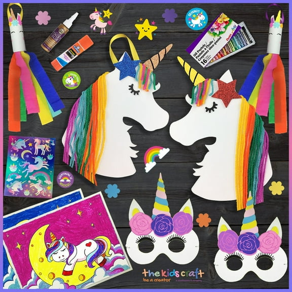 The Kids Craft, The Magical Unicorn DIY Crafts Box for Kids (4 Crafts), Ages: 3 to 9 Years old