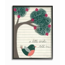 The Kids Room By Stupell A Little Birdie Told Me Bird and Tree Hand Drawn Lined Paper Look