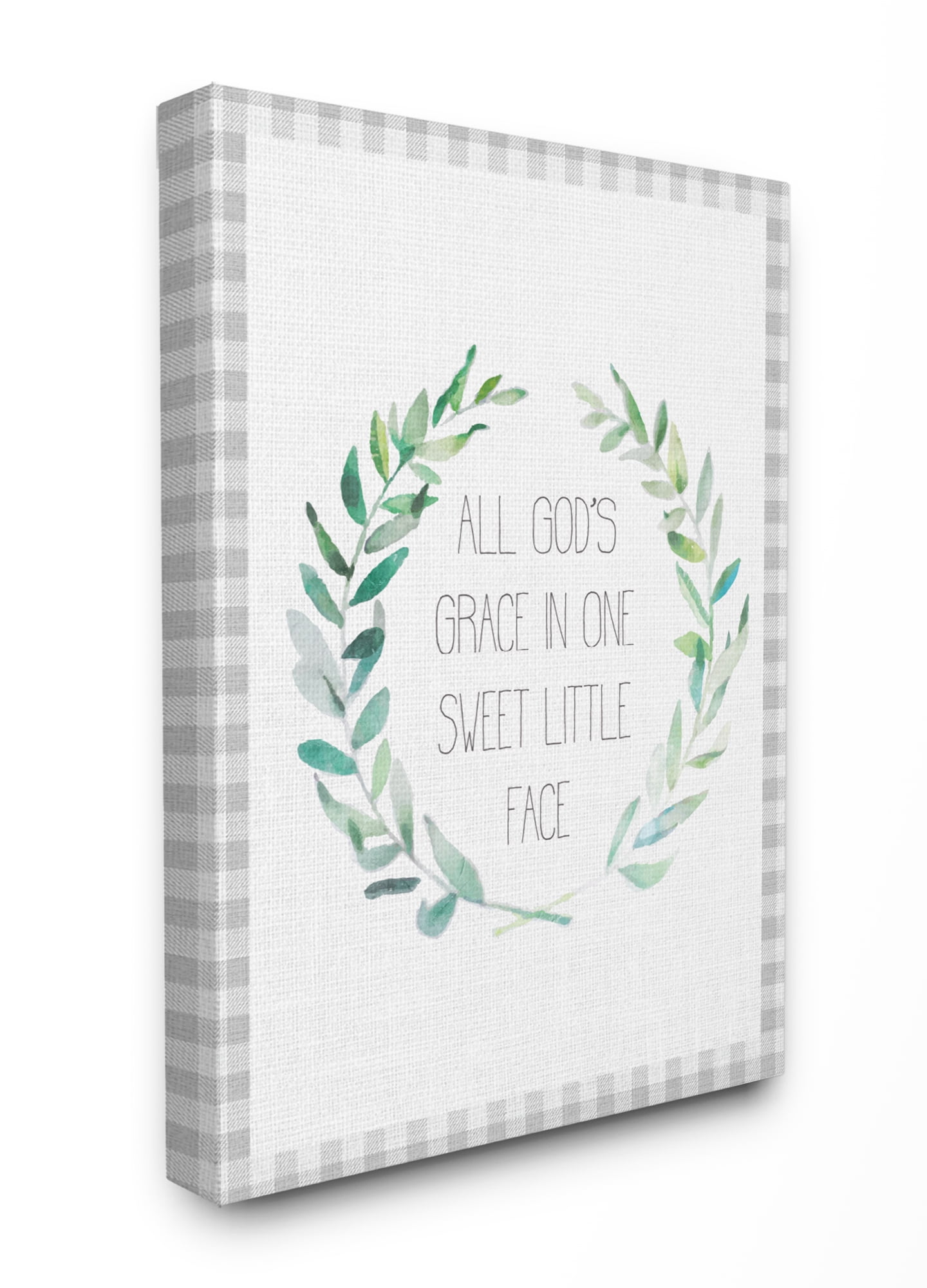 The Kids Room By Stupell All Gods Grace in One Sweet Little Face with Watercolor Wreath Canvas Wall Art