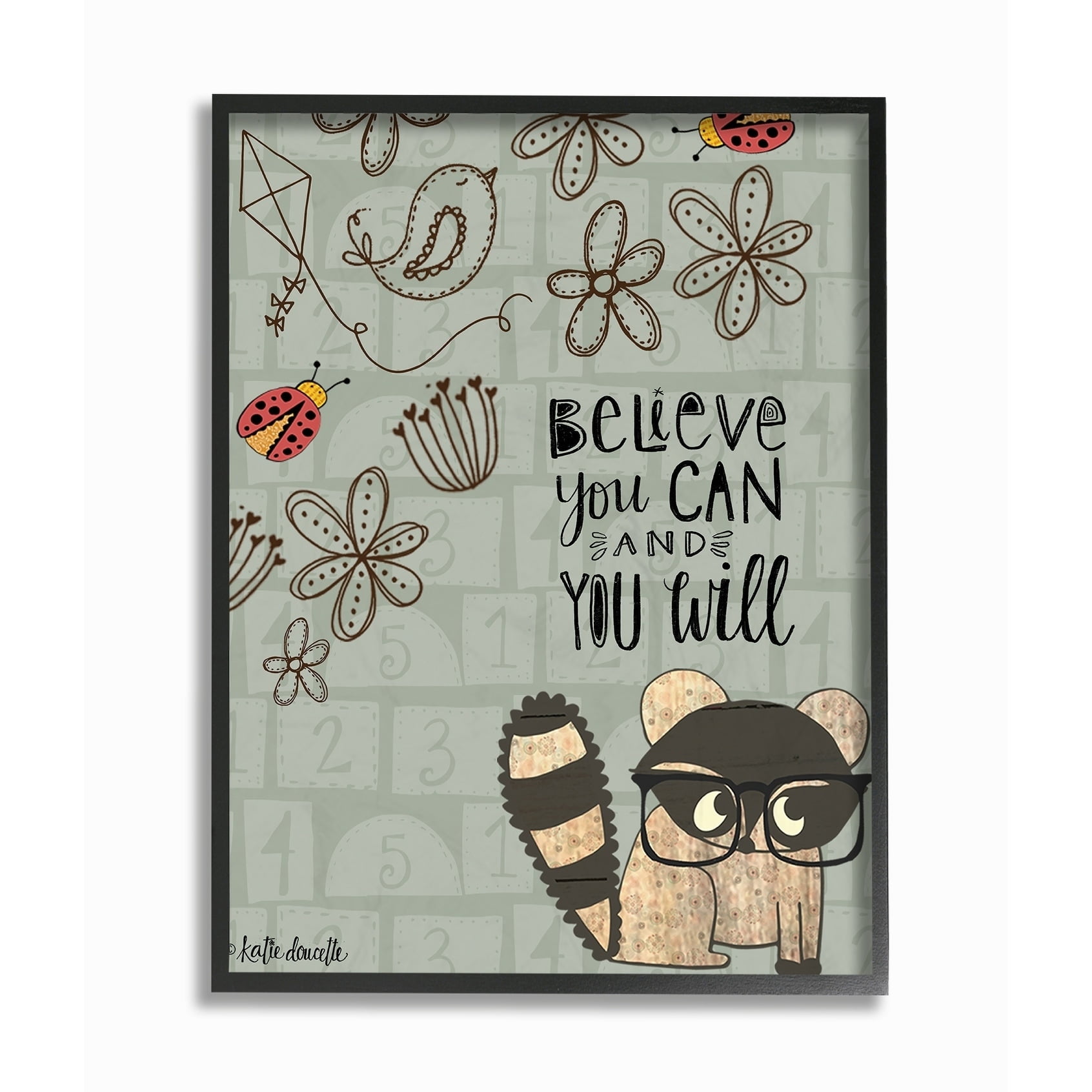 Stupell Believe You Can Floral Pattern Woodland Creature Framed Wall Art, 11x14, Proudly A - Multi-color 11 x 14