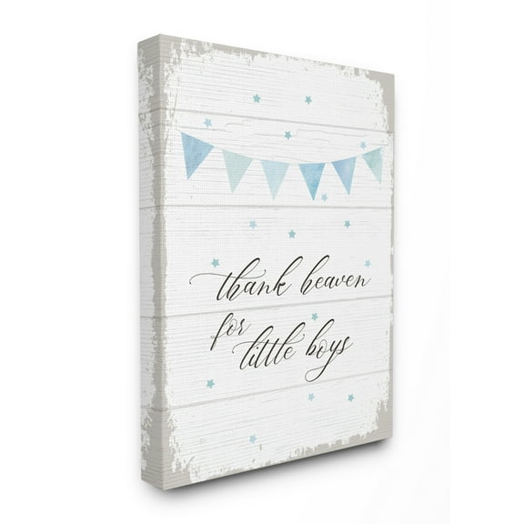 The Kids Room By Stupell Blue Bunting Thank Heaven for Little Boys Planked Look Canvas Wall Art