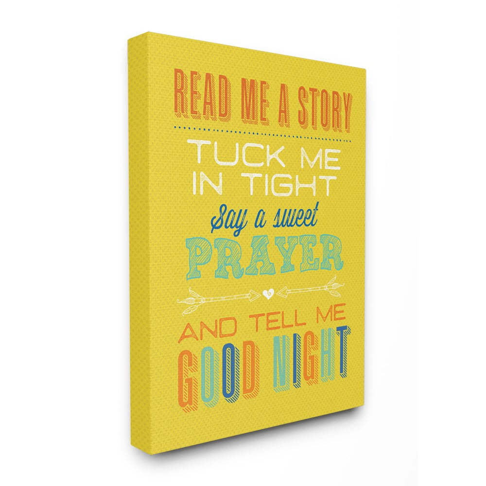 The Kids Room By Stupell Bright Yellow Read Me A Story Mod Lettered Typography Stretched Canvas Wall Art, 30 x 40