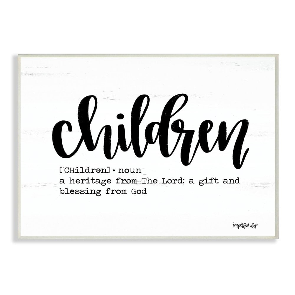 The Kids Room By Stupell Children Definition Black and White Script Typography with Wood Look