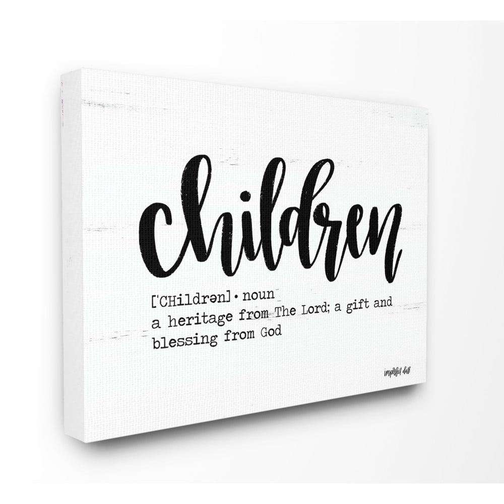 The Kids Room By Stupell Children Definition Black and White Script Typography with Wood Look