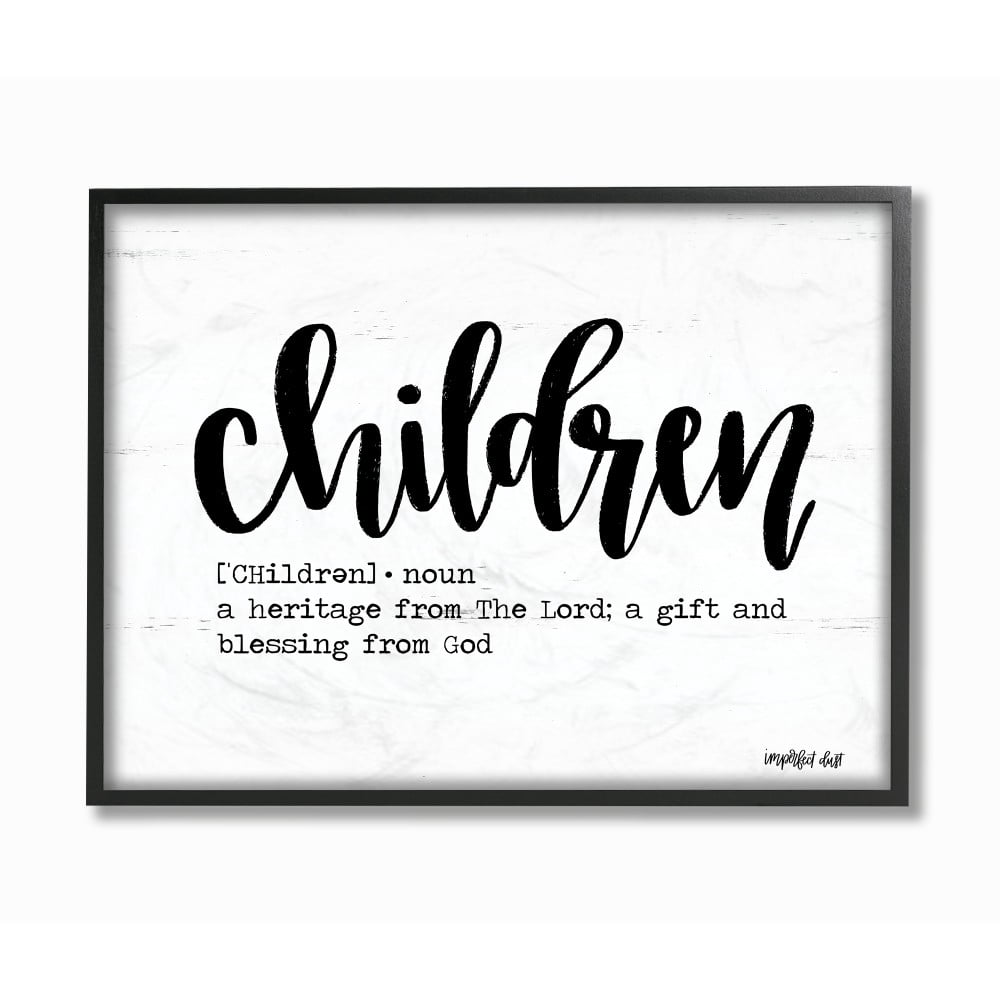 The Kids Room By Stupell Children Definition Black and White Script Typography with Wood Look