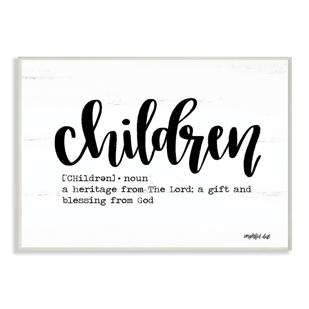 The Kids Room By Stupell Children Definition Black and White Script Typography with Wood Look