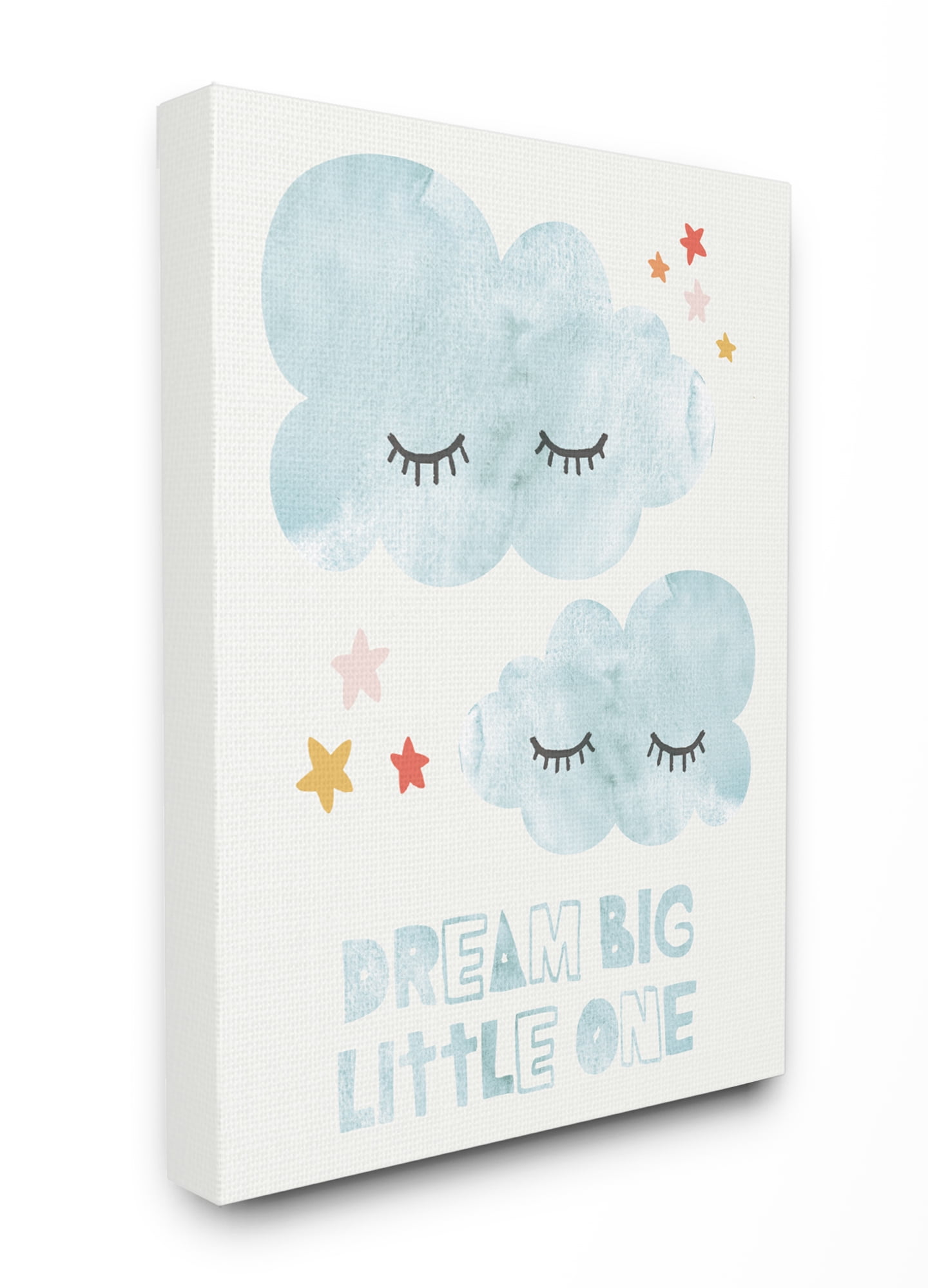 The Kids Room By Stupell Dream Big Little One Mod Blue Clouds with Eyelashes Canvas Wall Art