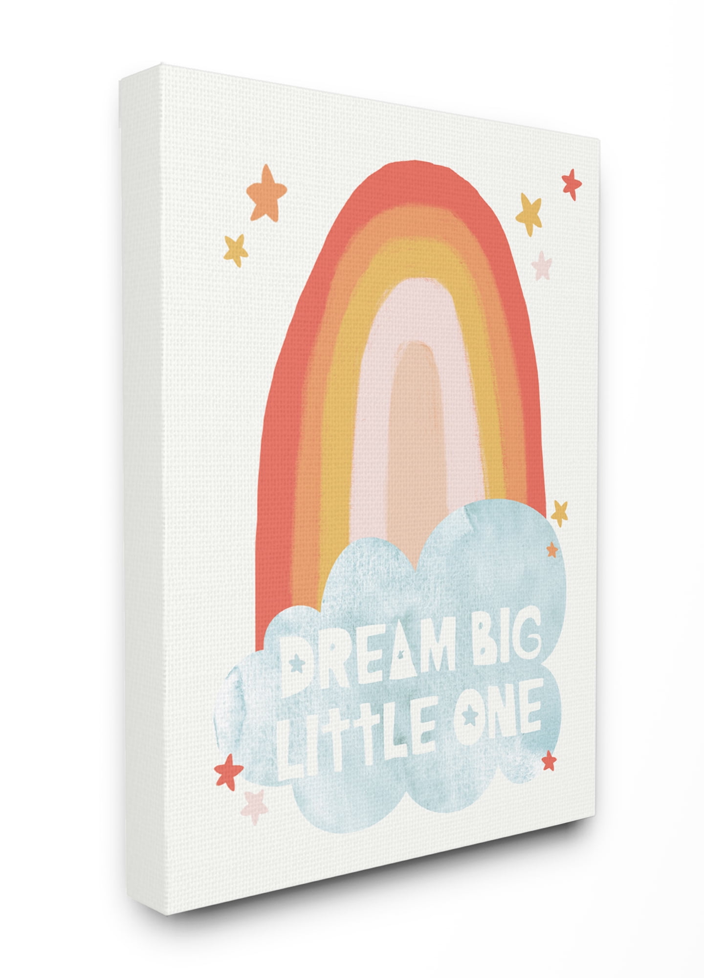 The Kids Room By Stupell Dream Big Little One Mod Orange Rainbow with Blue Cloud Canvas Wall Art