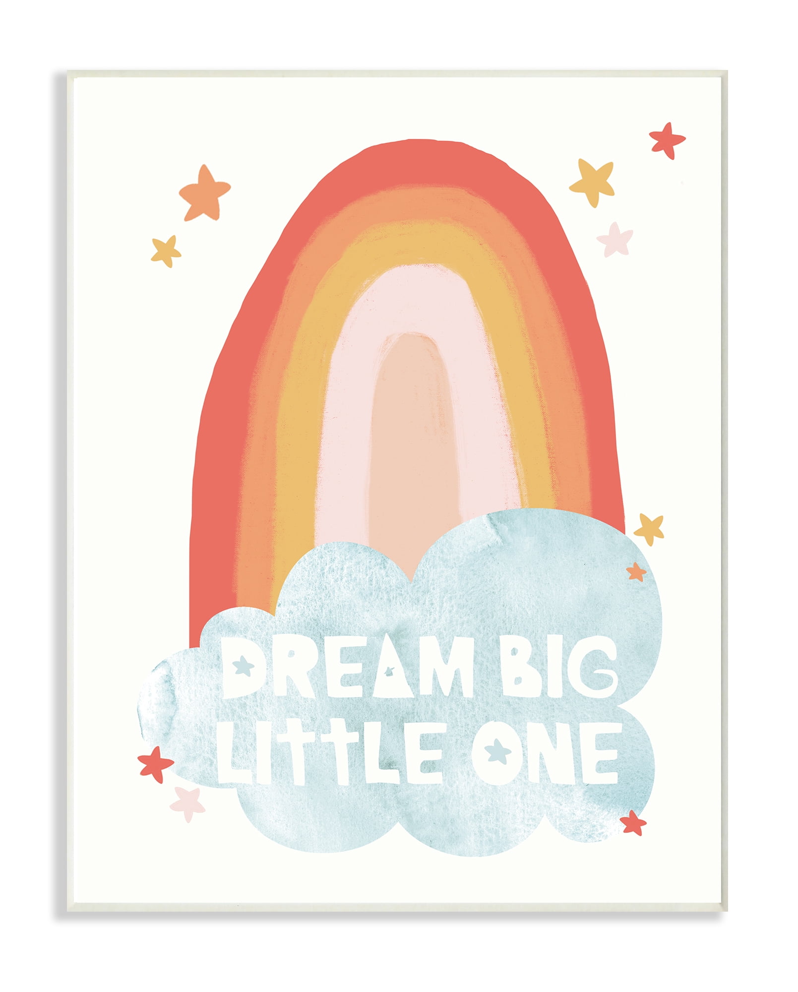 The Kids Room By Stupell Dream Big Little One Mod Orange Rainbow with Blue Cloud Wall Plaque Art