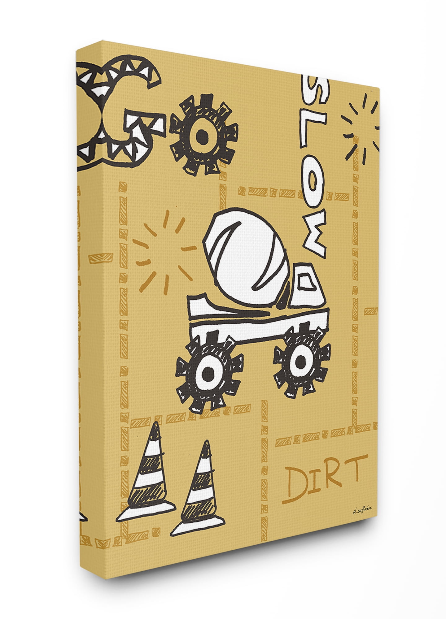 The Kids Room By Stupell Go Slow Yellow Cement Truck Construction Zone Canvas Wall Art