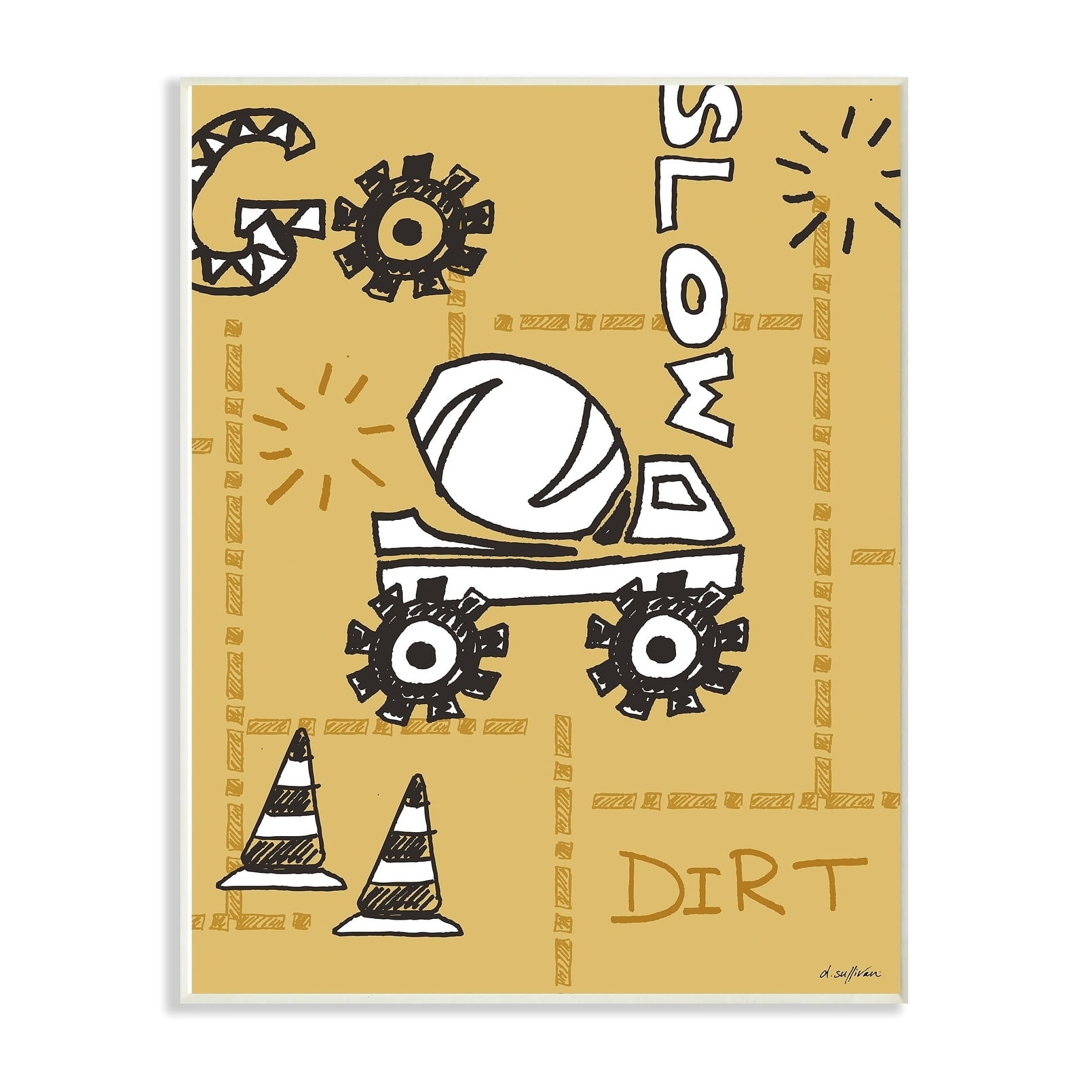 The Kids Room By Stupell Go Slow Yellow Cement Truck Construction Zone Wall Plaque Art