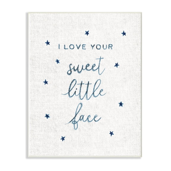 The Kids Room By Stupell I Love Your Sweet Little Face Navy Stars on Linen Wall Plaque Art