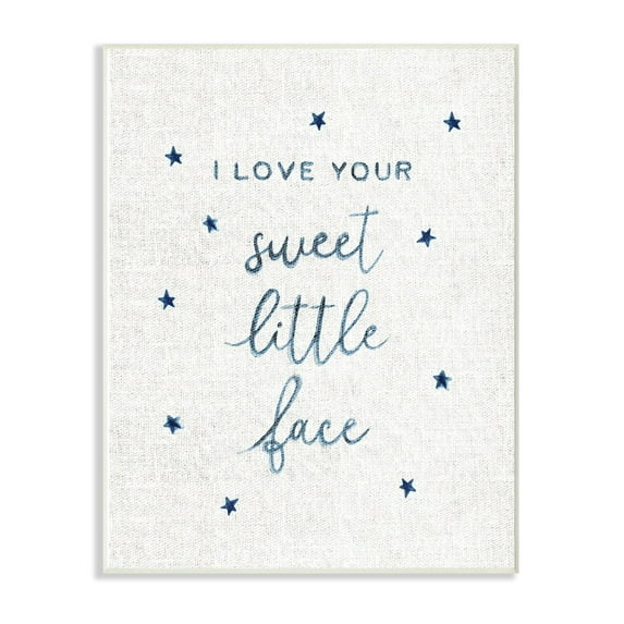 The Kids Room By Stupell I Love Your Sweet Little Face Navy Stars on Linen Wall Plaque Art
