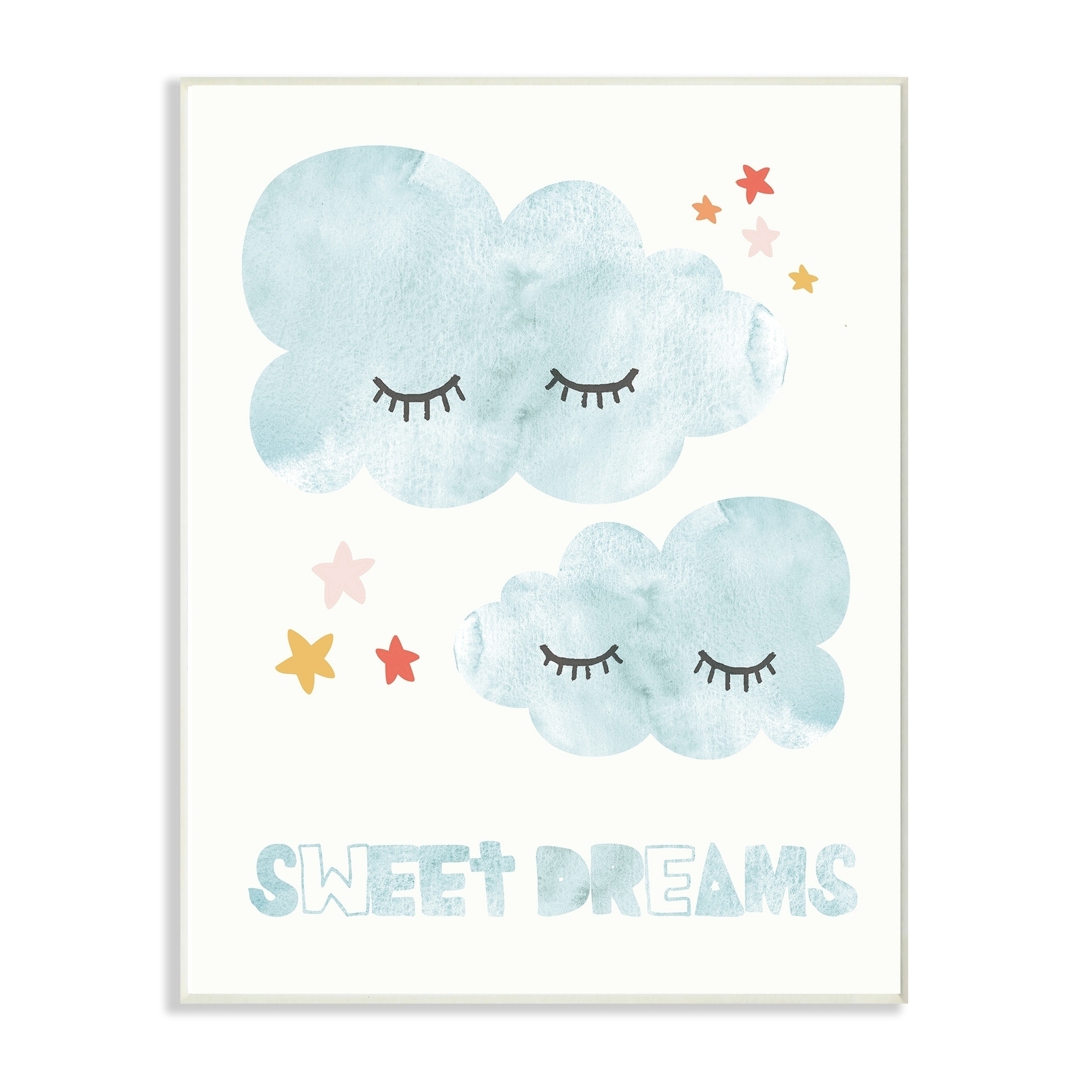 Stupell Sweet Dreams Mod Blue Clouds with Eyelashes Wall Plaque Art, 10 x 15, Proudly A 13 x 19
