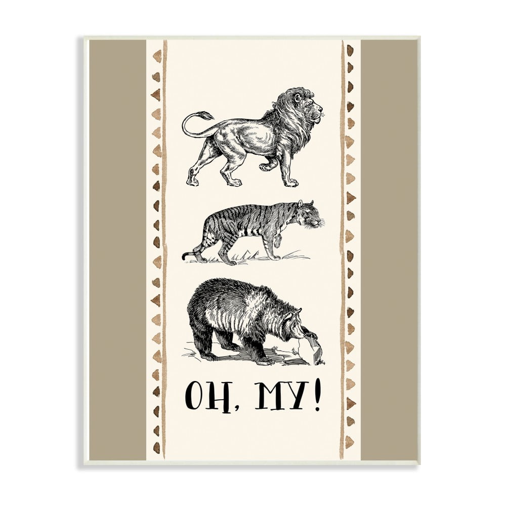 The Kids Room By Stupell Lions and Tigers and Bears Oh My Tribal Geo Triangles Wall Plaque Art, 12.5 x 18.5