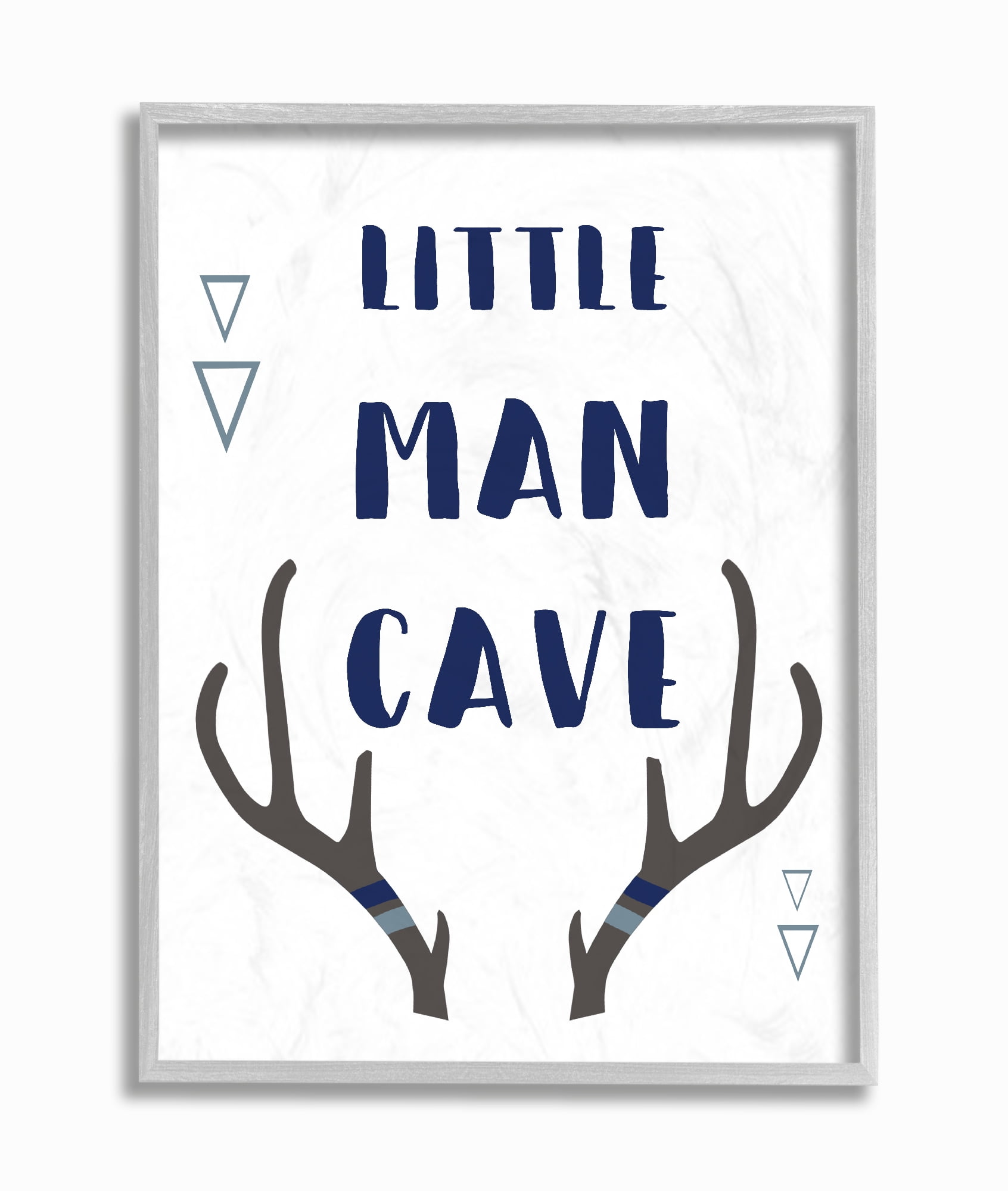 The Kids Room By Stupell Little Man Cave Antlers Typography Gray Framed Texturized Art