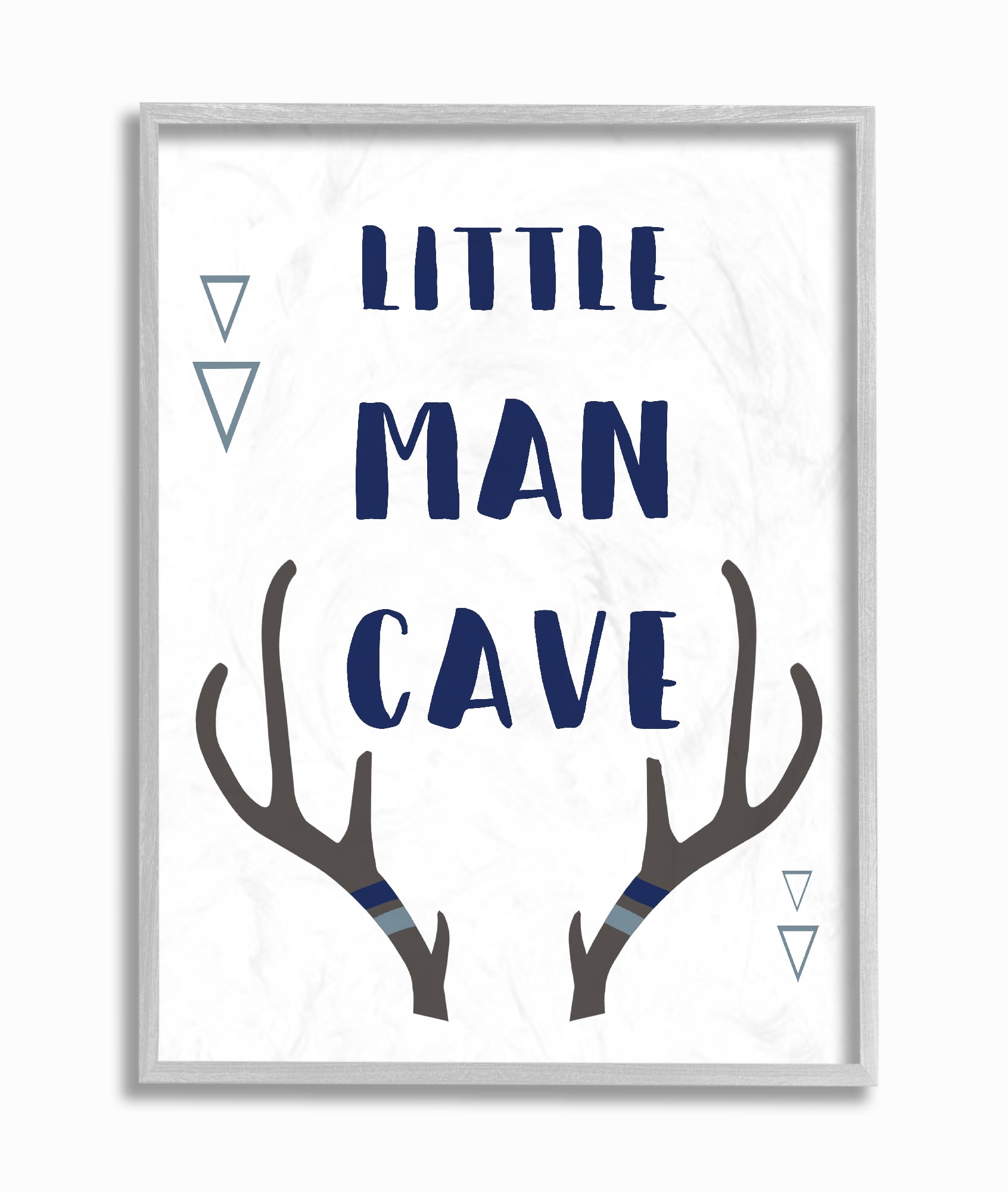 The Kids Room By Stupell Little Man Cave Antlers Typography Gray Framed Texturized Art