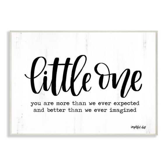 The Kids Room By Stupell Little One Black and White Script Typography with Wood Look