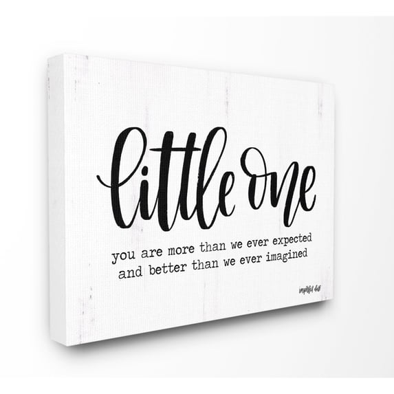 The Kids Room By Stupell Little One Black and White Script Typography with Wood Look