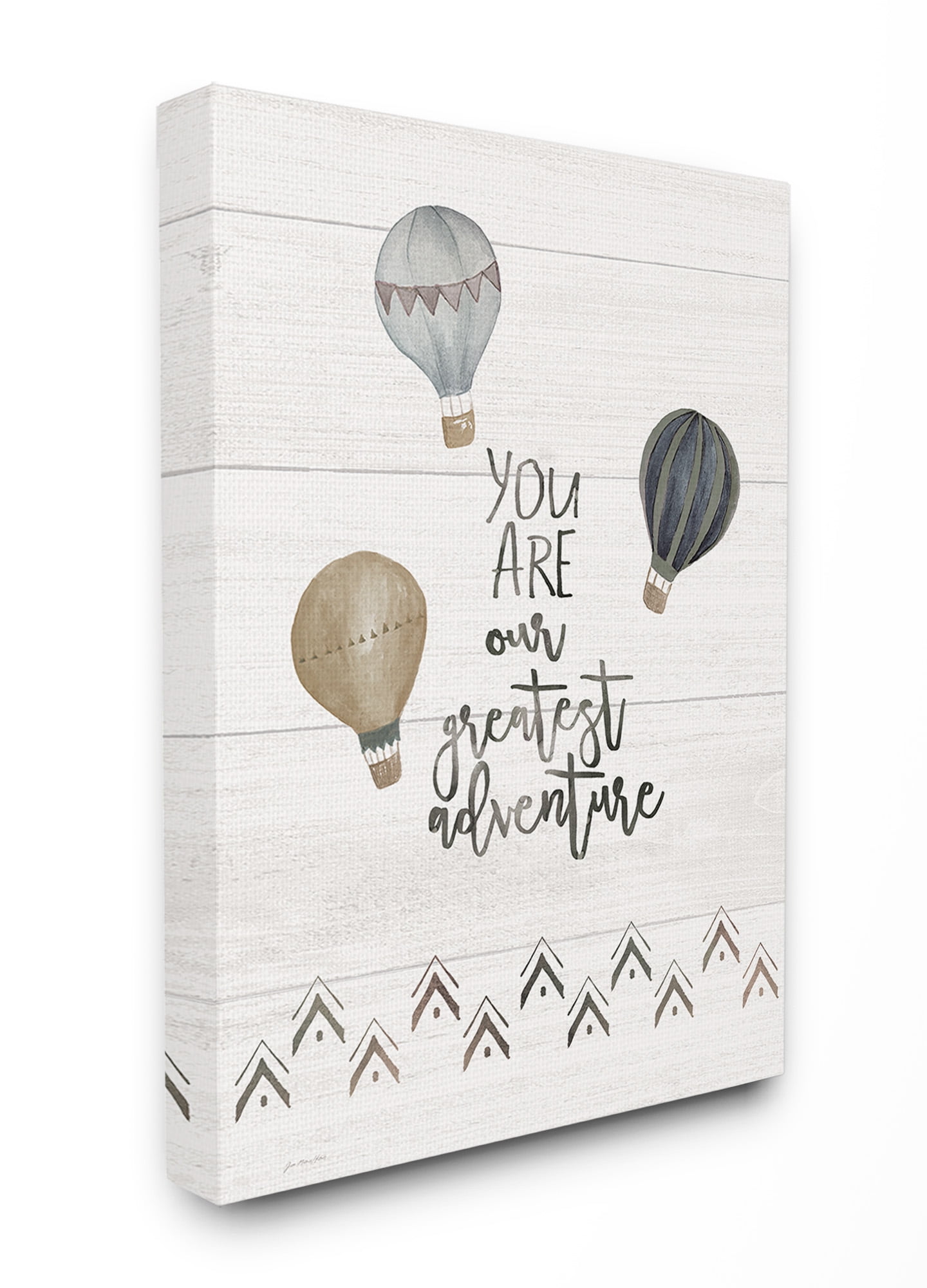 The Kids Room By Stupell Our Greatest Adventure Neutral Grey Hot Air Balloons Canvas Wall Art