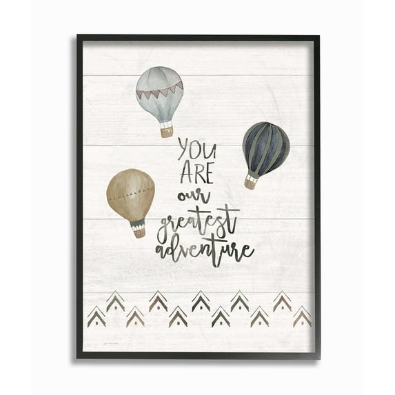 The Kids Room By Stupell Our Greatest Adventure Neutral Grey Hot Air Balloons Wall Plaque Art