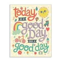 The Kids Room By Stupell Outdoor Sun and Rainbow Script Lettering Today Is A Good Day Wall Plaque Art, 12.5 x 18.5