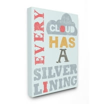 The Kids Room By Stupell Red Blue and Yellow Every Cloud Has A Silver Lining Textured Typography Stretched Canvas Wall Art, 30 x 40
