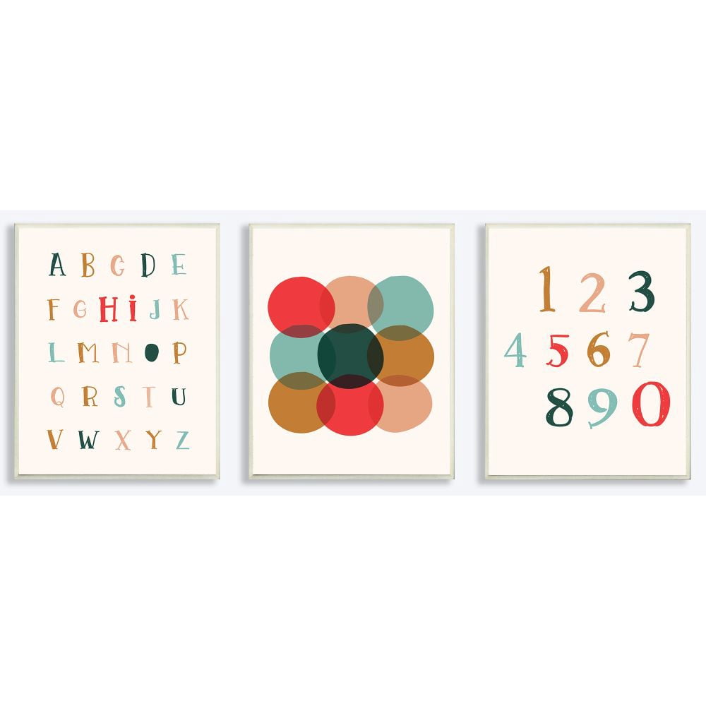 The Kids Room By Stupell Single Regular Contemporary Modern Transitional MDF Wall Plaques, Set of 3