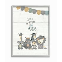 The Kids Room By Stupell Stay Wild My Child Animals Gray Framed Texturized Art