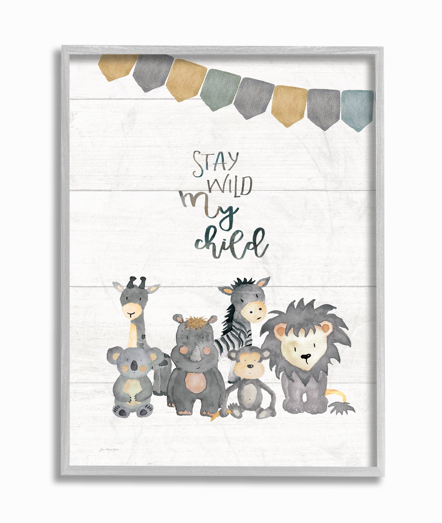 The Kids Room By Stupell Stay Wild My Child Animals Gray Framed Texturized Art