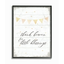 The Kids Room By Stupell Yellow Bunting Thank Heaven for Little Blessings Planked Look Framed Texturized Art