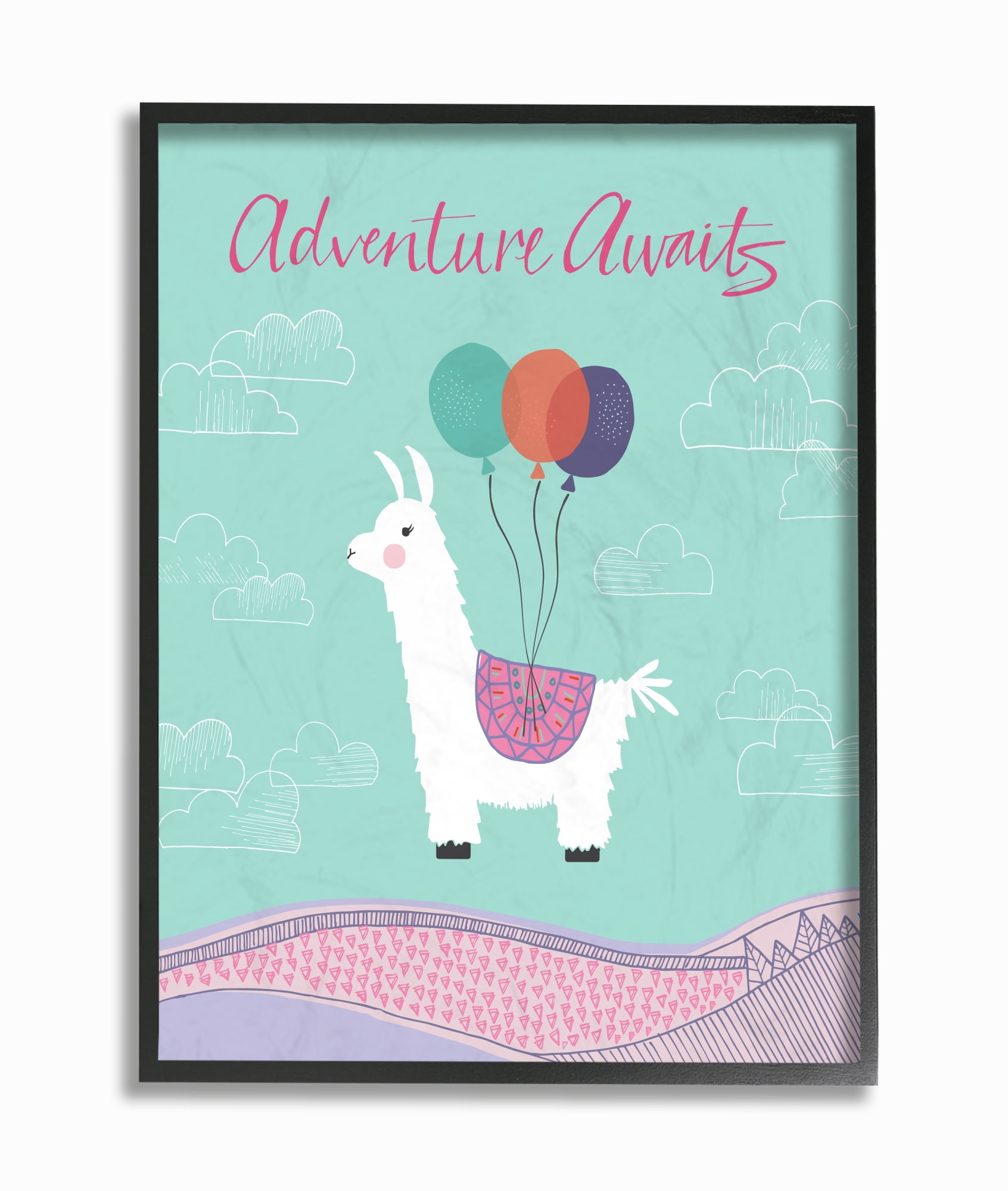 The Kids Room by Stupell Adventure Awaits Llama With Balloons Oversized Framed Giclee Texturized Art, 16 x 1.5 x 20