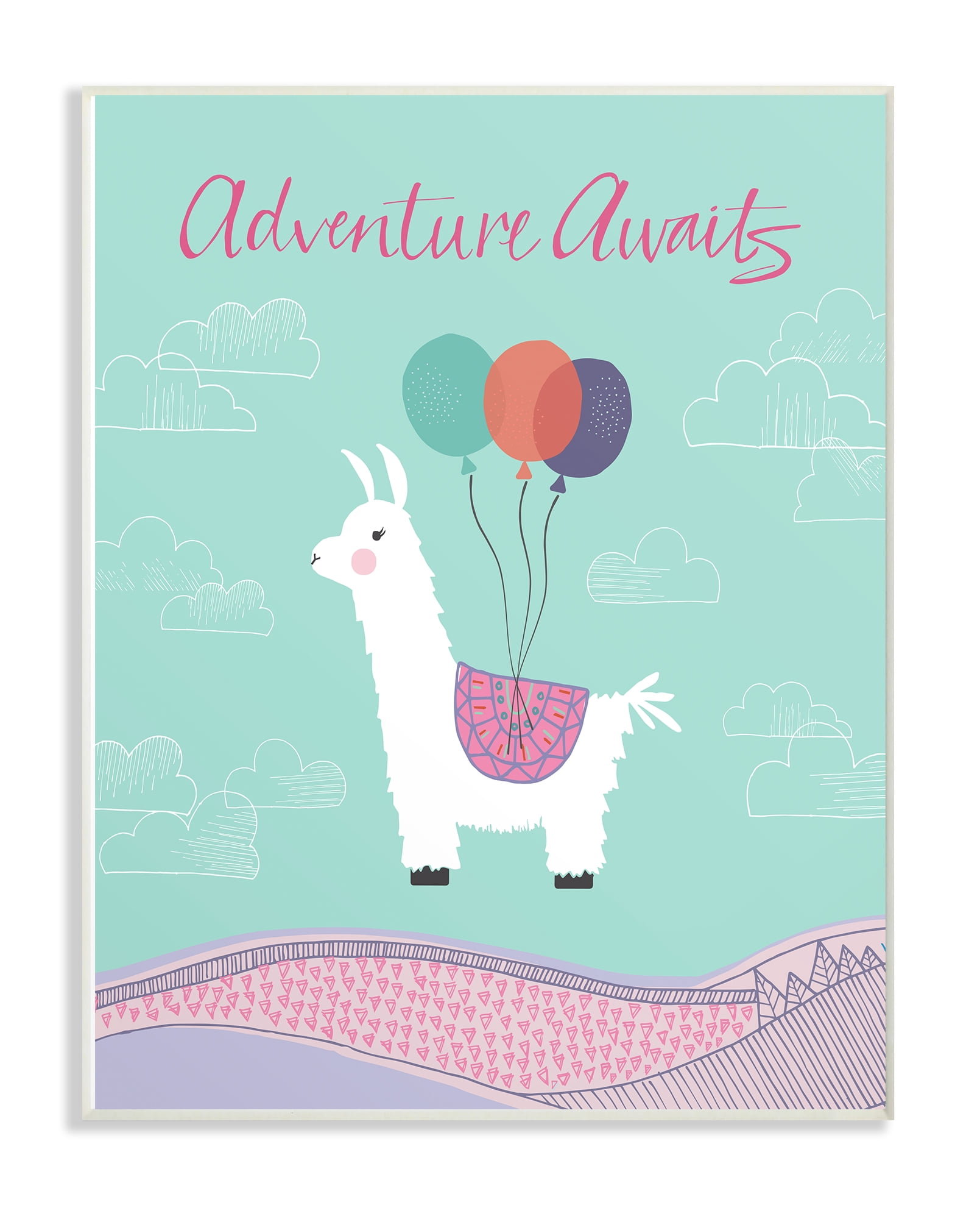 The Kids Room by Stupell Adventure Awaits Llama With Balloons Wall Plaque Art, 10 x 0.5 x 15