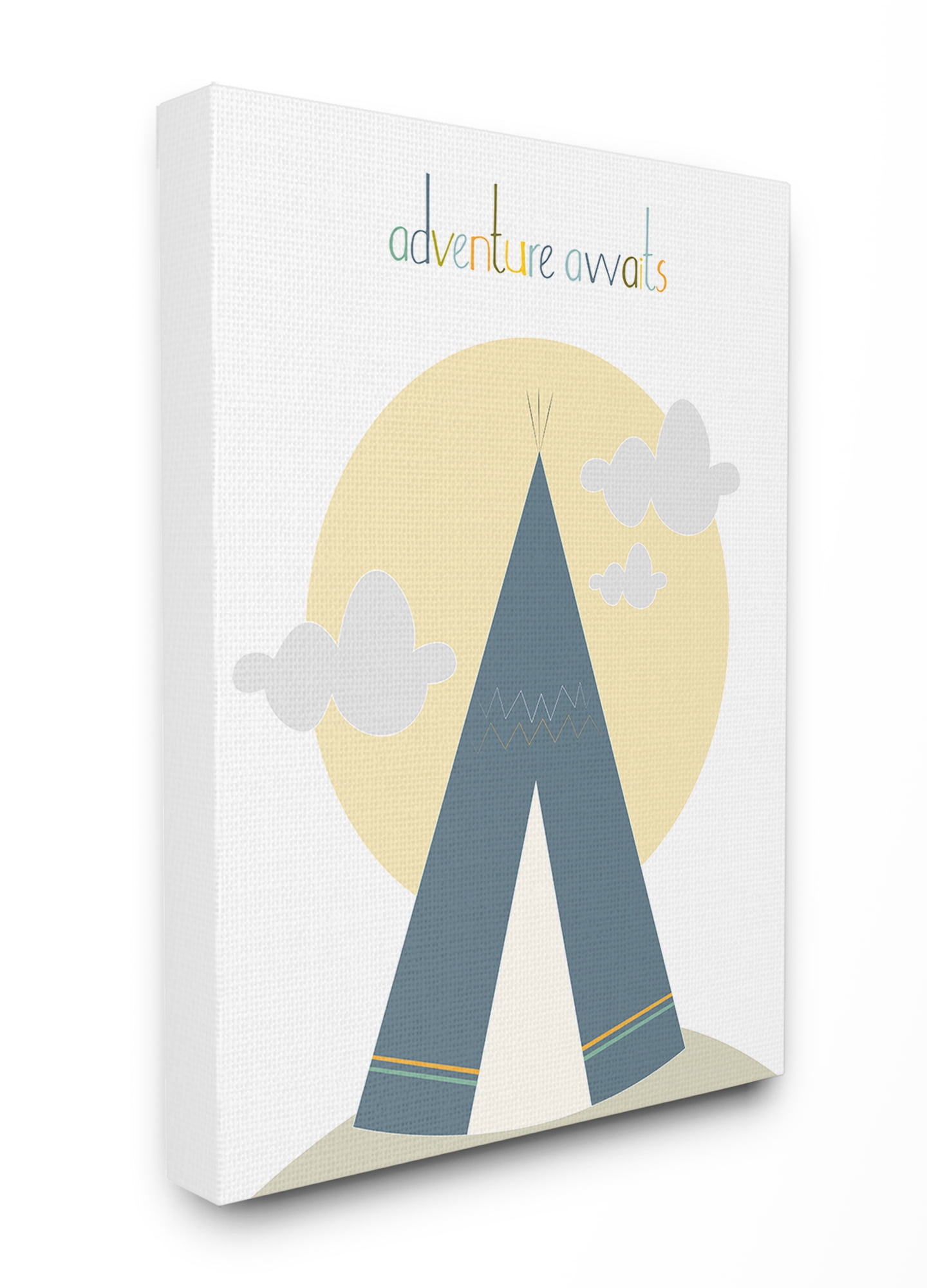 The Kids Room by Stupell Adventure Awaits Tee Pee in Blue Oversized Stretched Canvas Wall Art, 24 x 1.5 x 30