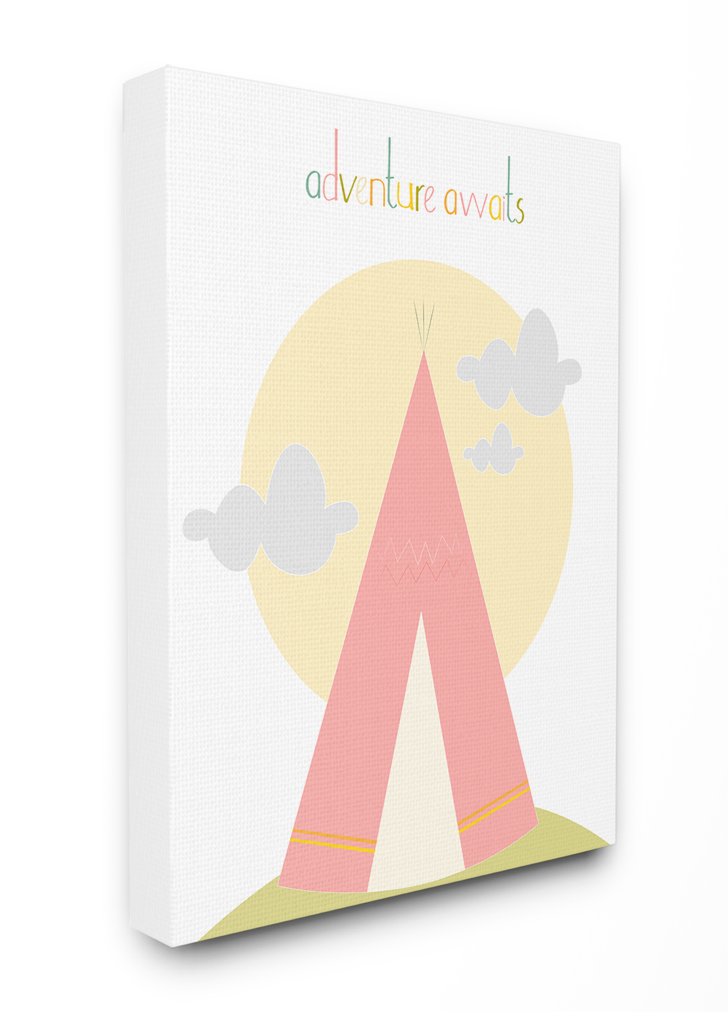 The Kids Room by Stupell Adventure Awaits Tee Pee in Pink Oversized Stretched Canvas Wall Art, 24 x 1.5 x 30