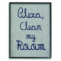 The Kids Room by Stupell Alexa Clean My Room Blue Grey Kids Funny Word Design Framed Wall Art by Daphne Polselli