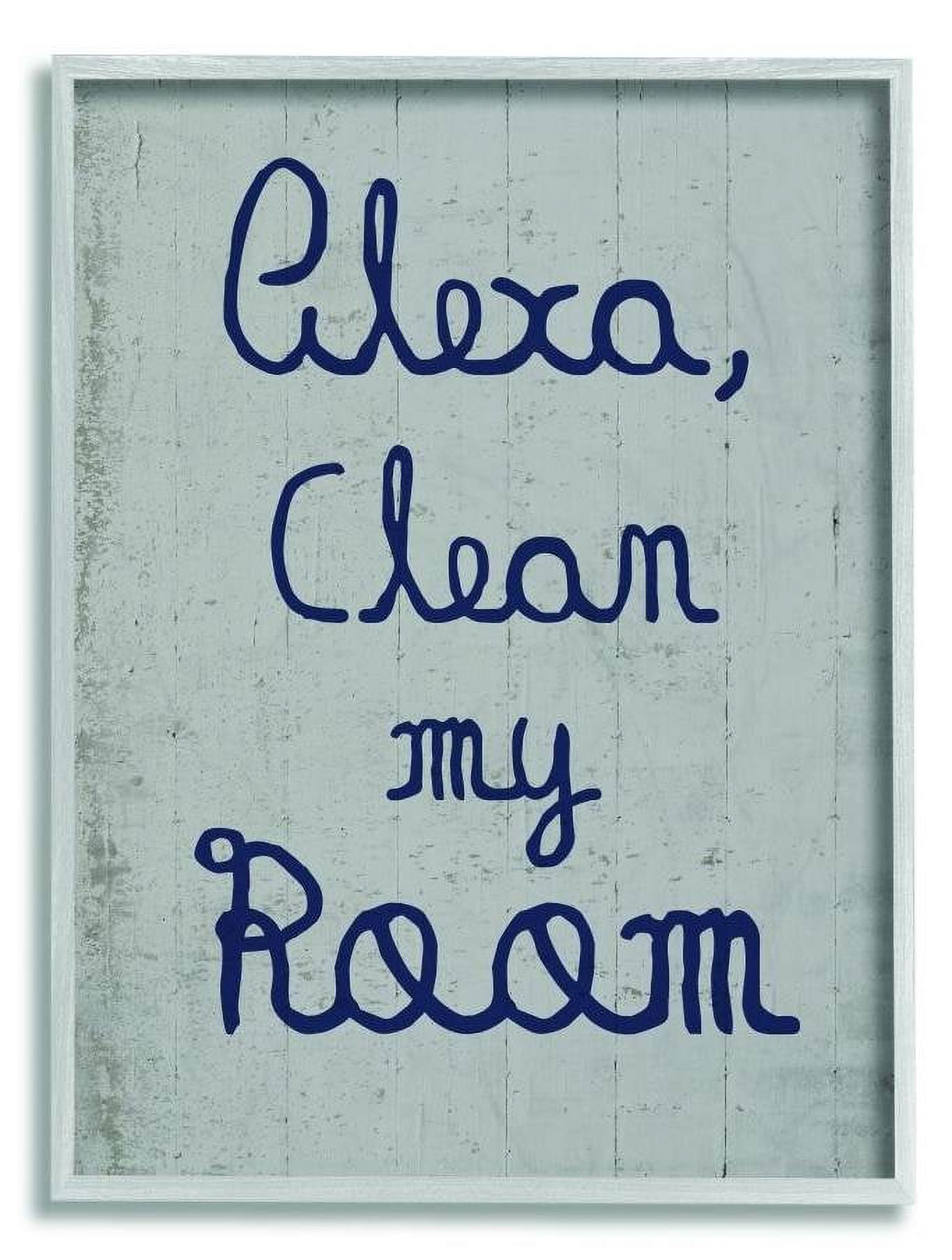 The Kids Room by Stupell Alexa Clean My Room Blue Grey Kids Funny Word Design Framed Wall Art by Daphne Polselli