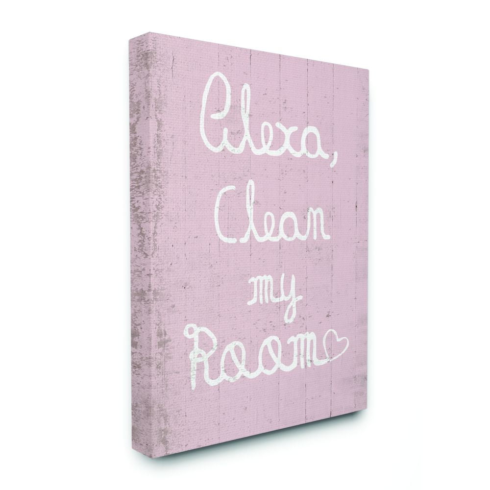 The Kids Room by Stupell Alexa Clean My Room Pink Kids Funny Word Design Canvas Wall Art by Daphne Polselli, image size:1000x1000
