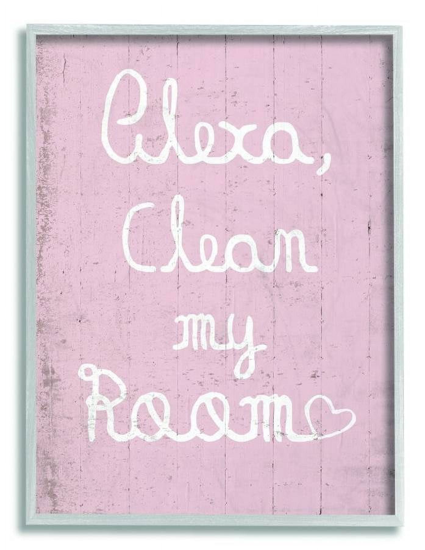 The Kids Room by Stupell Alexa Clean My Room Pink Kids Funny Word Design Framed Wall Art by Daphne Polselli