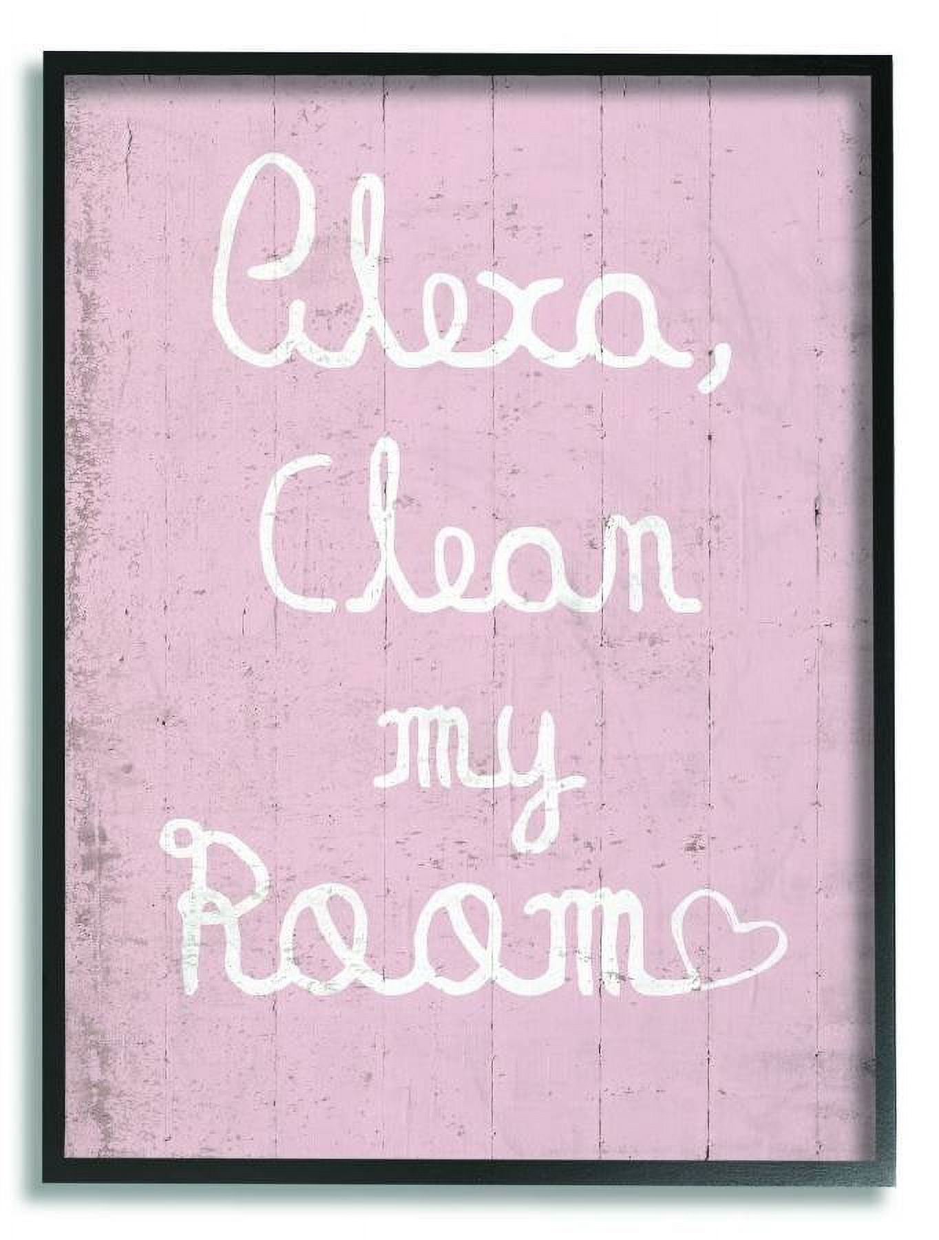 The Kids Room by Stupell Alexa Clean My Room Pink Kids Funny Word Design Framed Wall Art by Daphne Polselli
