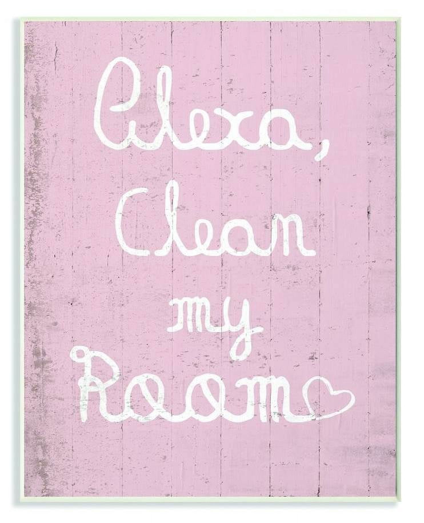 The Kids Room by Stupell Alexa Clean My Room Pink Kids Funny Word Design Wall Plaque by Daphne Polselli