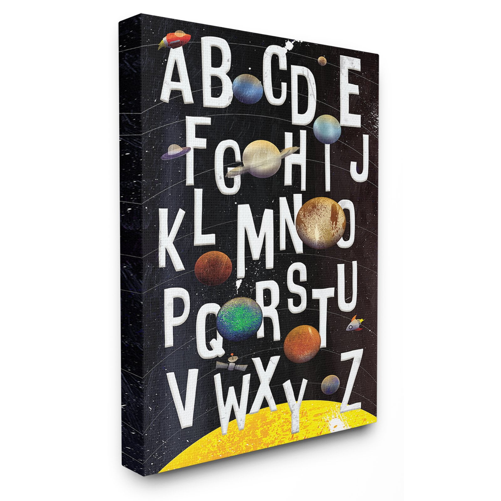 The Kids Room by Stupell Alphabet Milky Way Planets Stretched Canvas Wall Art, 16 x 1.5 x 20