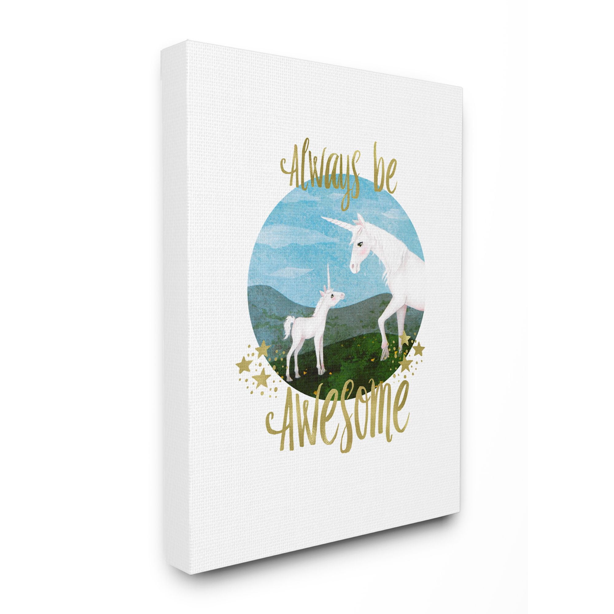 The Kids Room by Stupell Always Be Awesome Unicorn Kids Nursery Painting Canvas Wall Art by The Saturday Evening Post