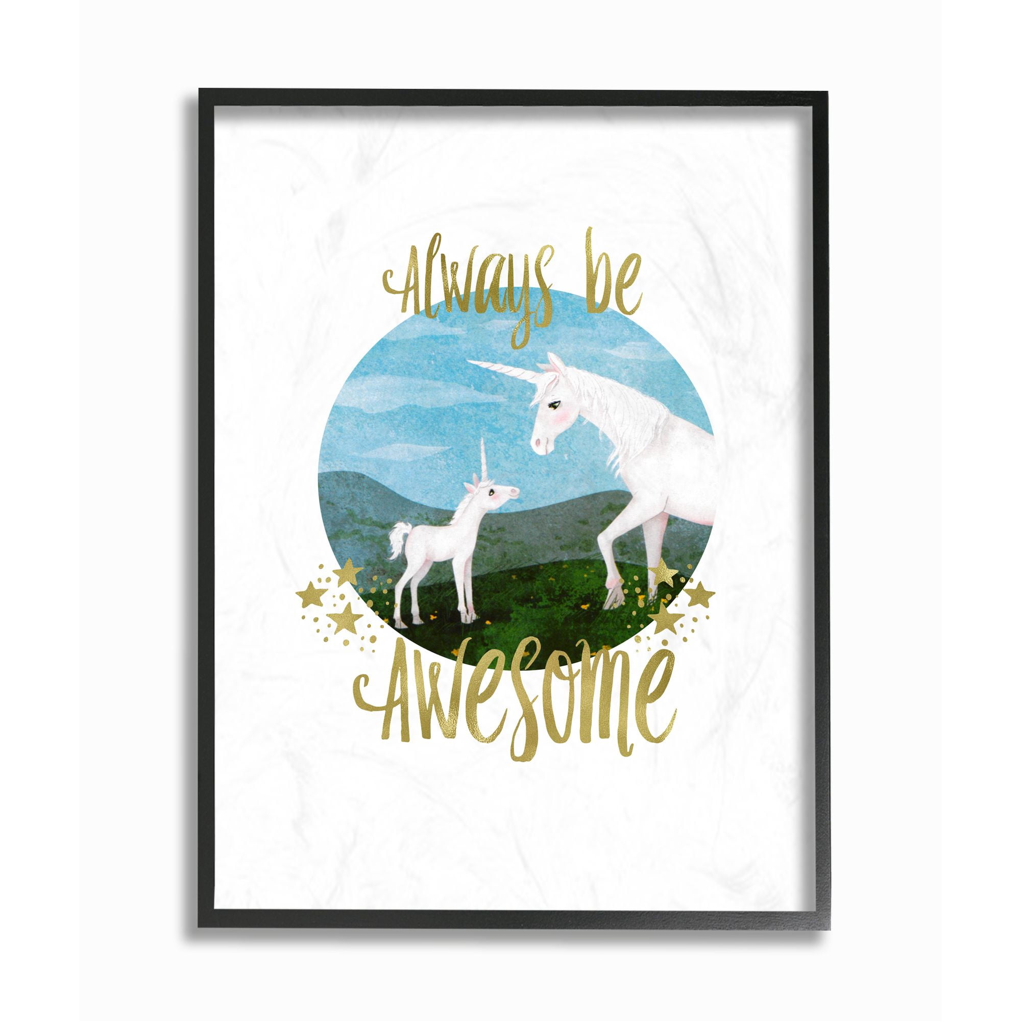 The Kids Room by Stupell Always Be Awesome Unicorn Kids Nursery Painting Framed Wall Art by The Saturday Evening Post