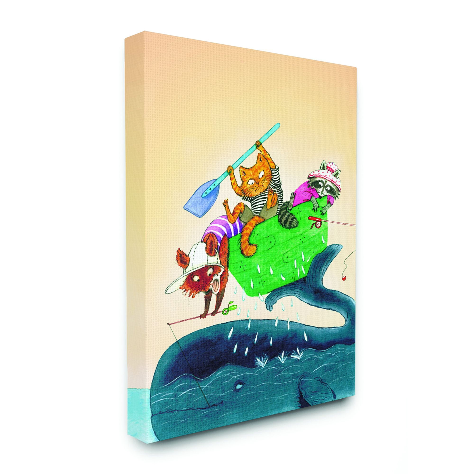 The Kids Room by Stupell Animal Sailors Cartoon Green Yellow Kids Nursery Painting Canvas Wall Art by The Saturday Evening Post