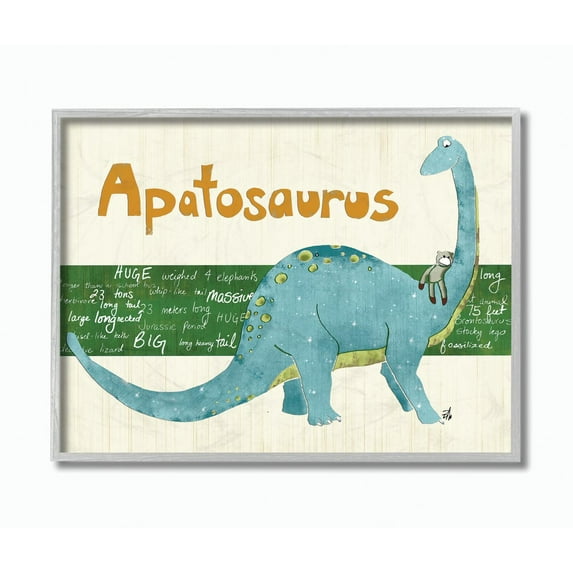 The Kids Room by Stupell Apatosaurus Dinosaur Framed Wall Art by Bealook Kids