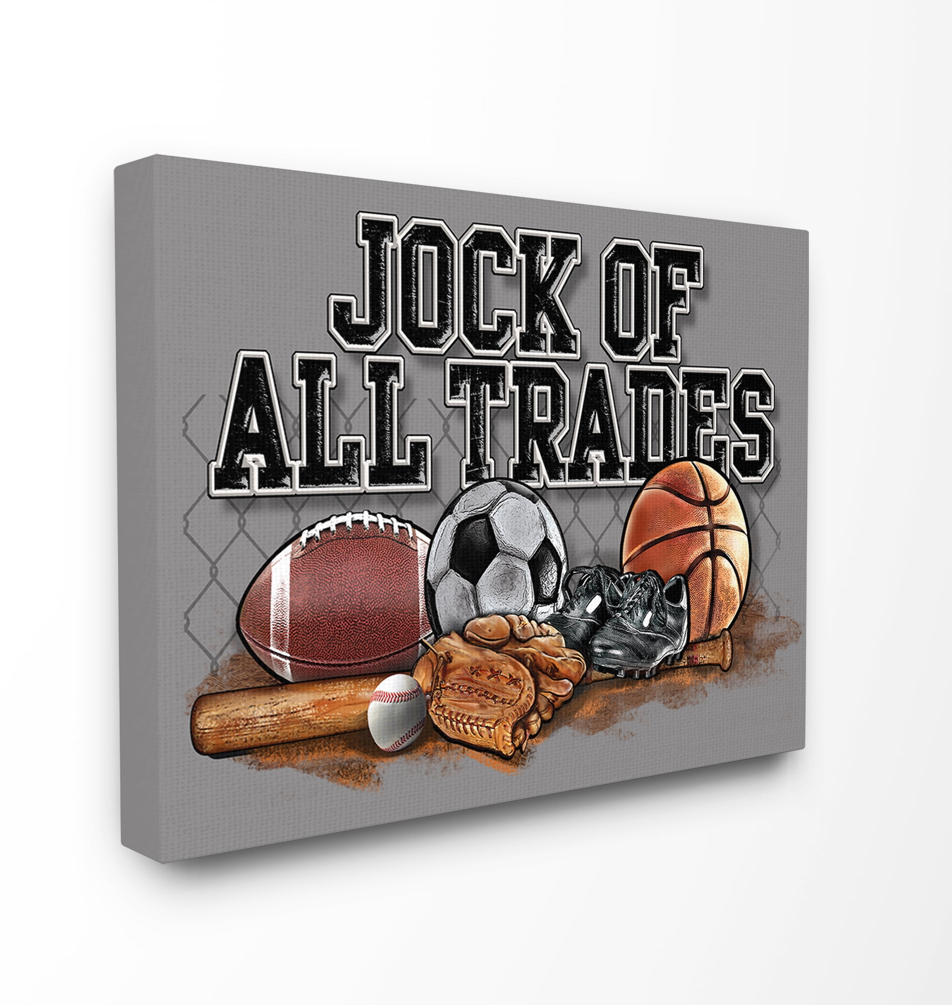 The Kids Room by Stupell Art, Jock Of All Trades Sports Balls XXL Stretched Canvas Wall Art, 30 x 1.5 x 40